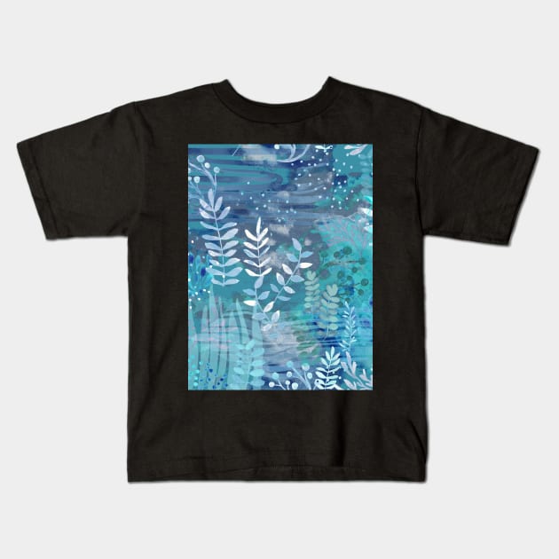 Ocean Song Blue Water Sea Ocean Kids T-Shirt by Cecilia Mok